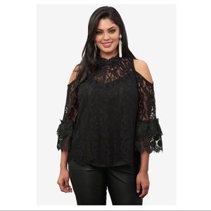 Black Cold shoulder Tunic Lace